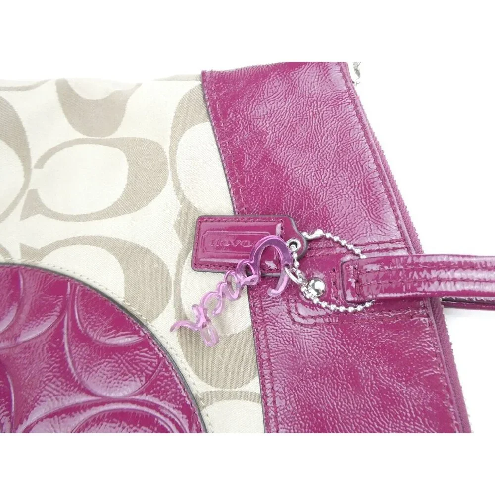 Coach Laura Signature Khaki Berry Tote F18335 - Picture 8 of 16